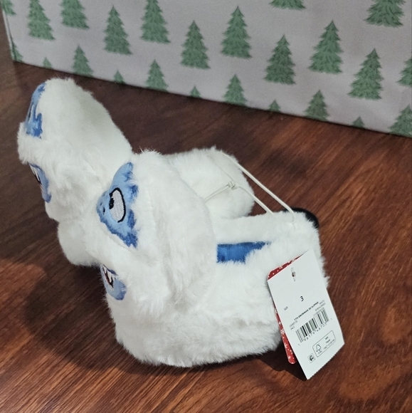 Snowman Slippers Baby Toddler Kid Shows Christmas White Faux Fur Slides - Picture 2 of 7